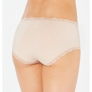 Jenni Intimates Bikini Panty Women 3X Tan Chai Dots Lace Trim Lot of 3 Hipster‎